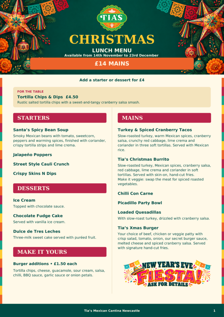 Christmas Lunch Menu