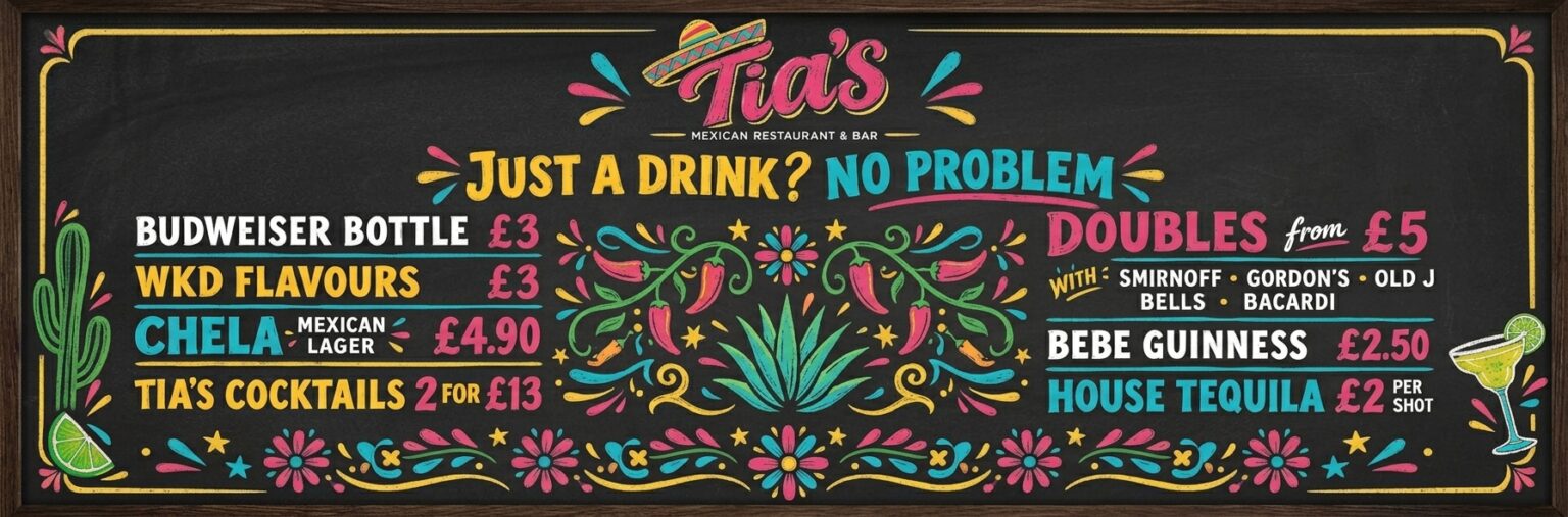 Drinks offers at Tia’s Newcastle
