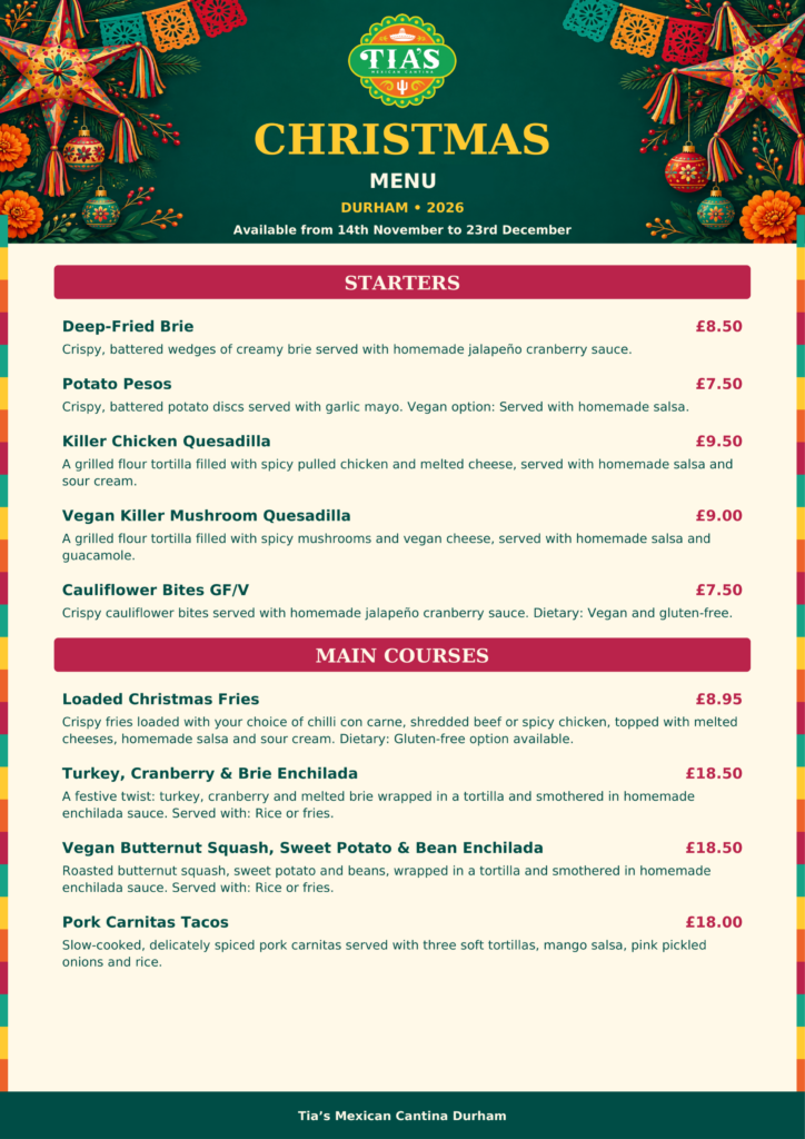 Durham Christmas Menu